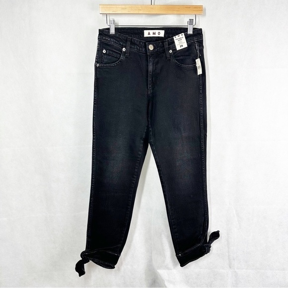 AMO Tie Ankle Jeans Size 26 Black Magic - Picture 1 of 13